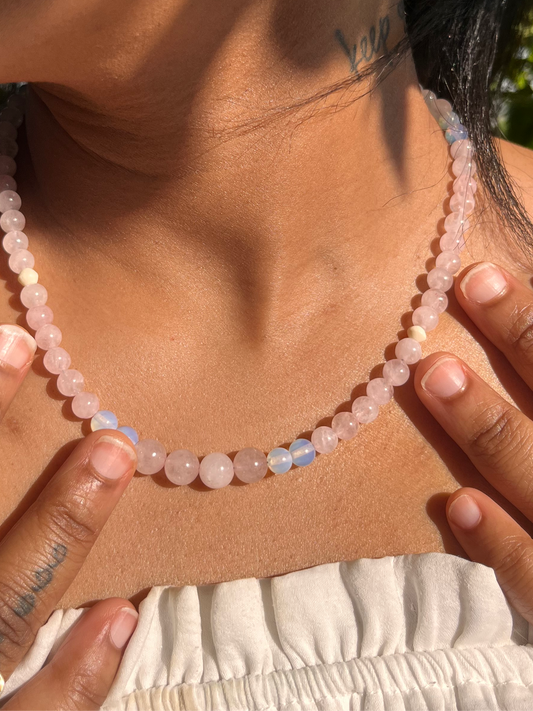 Rose Quartz & Opal Necklace