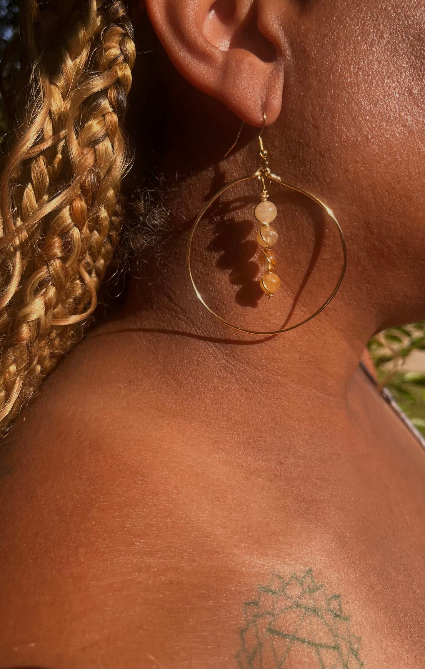 Golden Healer Quartz Hoops