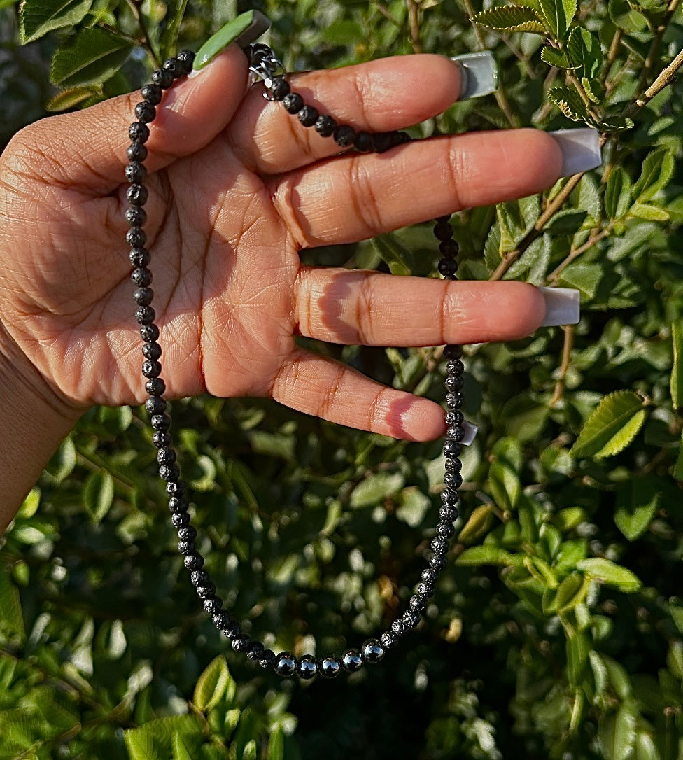 Lava Hematite Protection Necklace